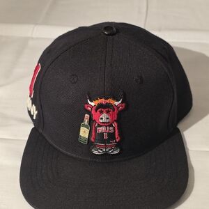 Chicago Bulls "BENNY 1" NBA Pro Hat w/ "JAMISON WHISKEY" Pin and "PRO" Pin